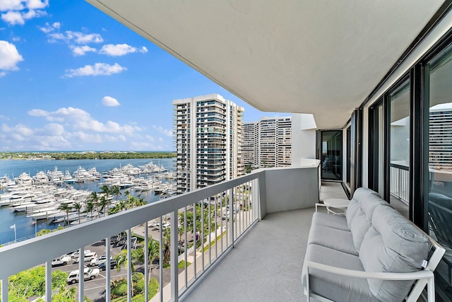 balcony with a water view