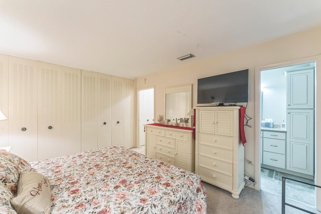 carpeted bedroom featuring a closet