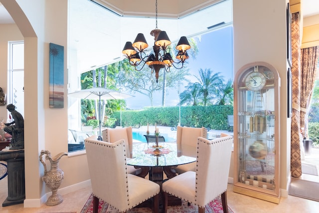 dining space with an inviting chandelier and a wealth of natural light