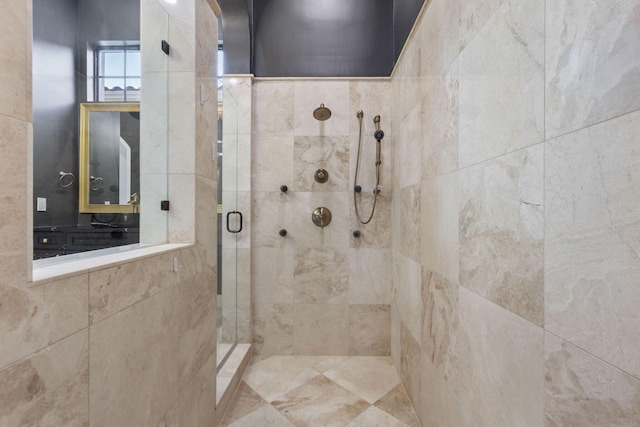 bathroom featuring a shower stall