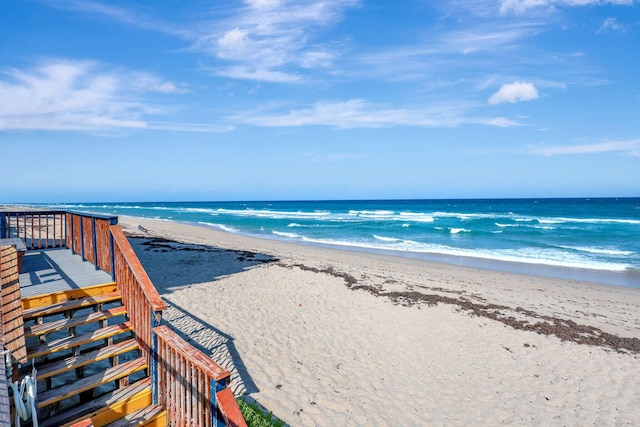 property view of water featuring a view of the beach