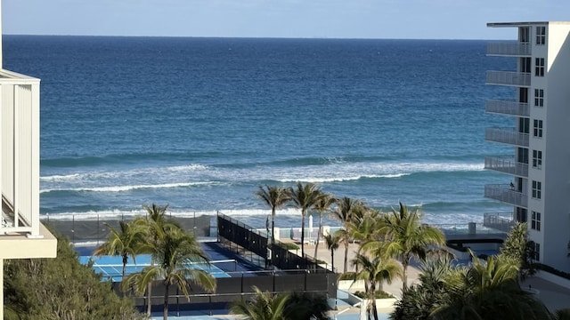 property view of water featuring a view of the beach