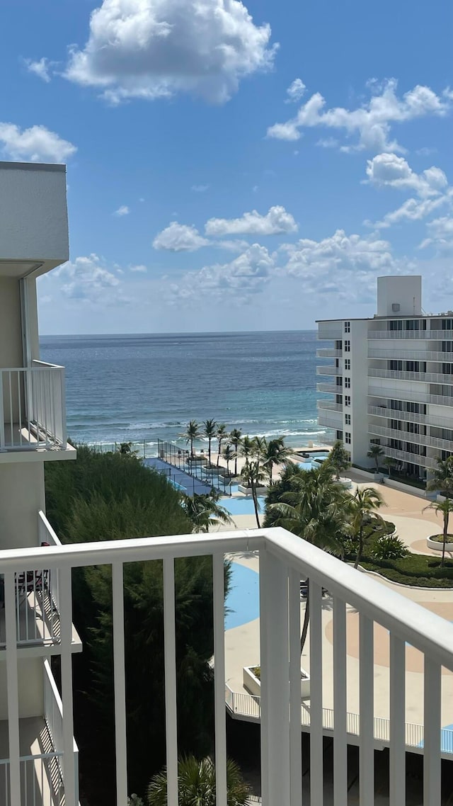 view of water feature featuring a beach view