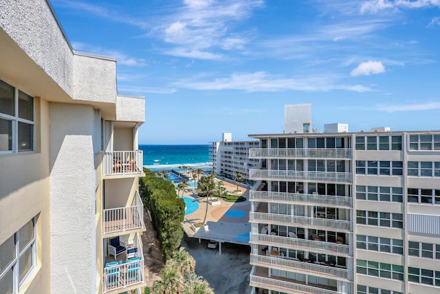 exterior space featuring a water view