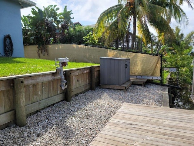 exterior space with a lawn and a fenced backyard