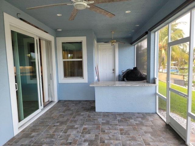 view of unfurnished sunroom