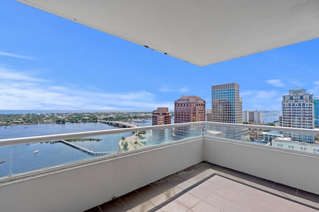 balcony with a water view