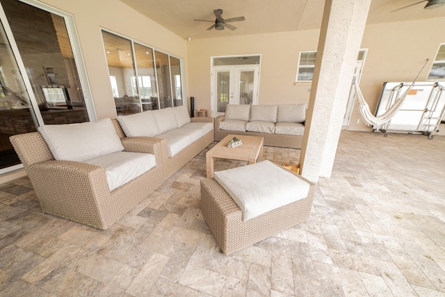 view of patio with french doors and an outdoor living space