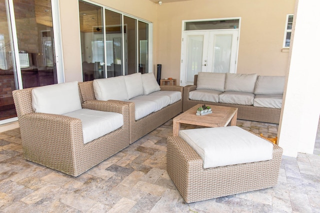 view of patio / terrace featuring french doors