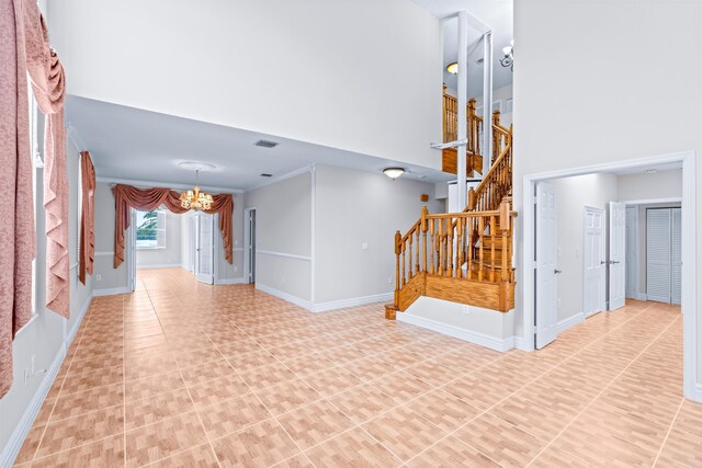 interior space featuring an inviting chandelier