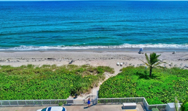 property view of water featuring a view of the beach