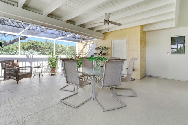 view of patio with ceiling fan