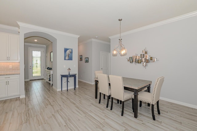 dining room with crown molding