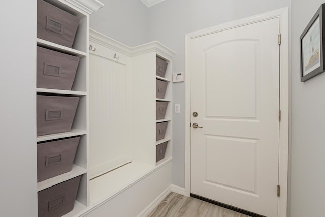 mudroom featuring light hardwood / wood-style floors