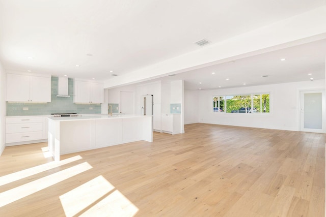 unfurnished living room featuring light hardwood / wood-style floors