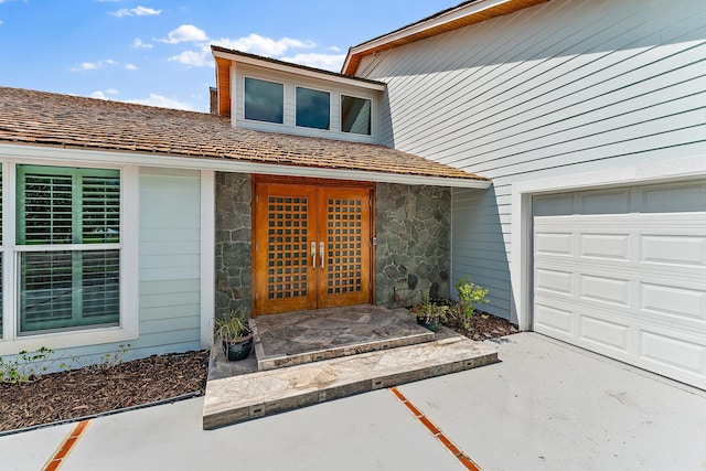 doorway to property featuring french doors