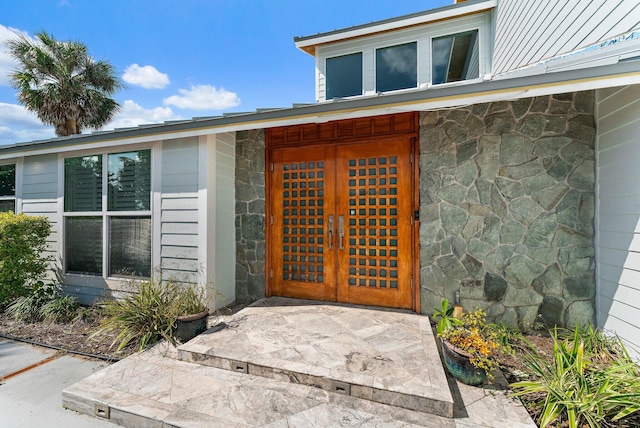 view of exterior entry with french doors