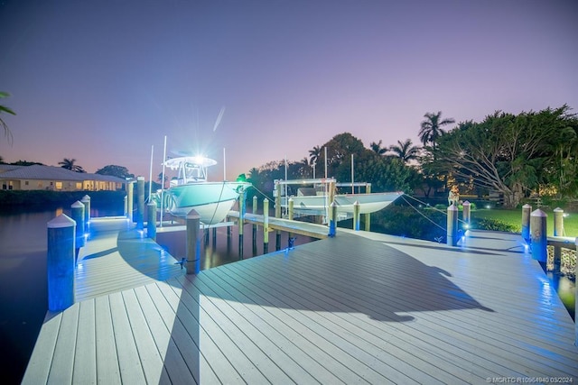 dock area with a water view