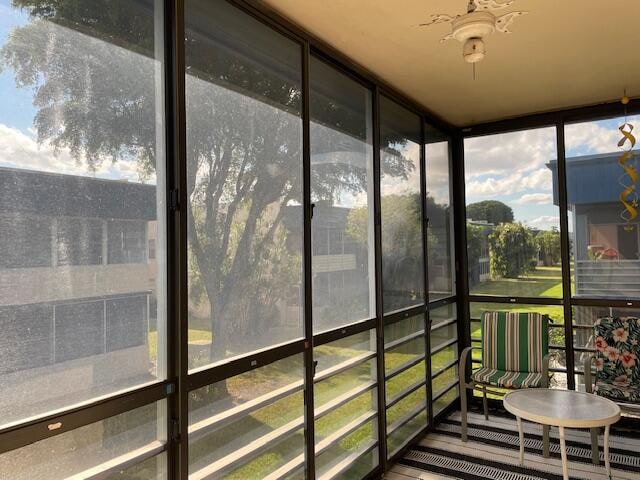 view of unfurnished sunroom