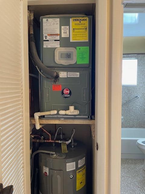 utility room with electric water heater