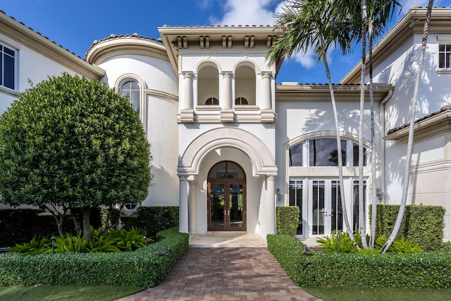 doorway to property with french doors