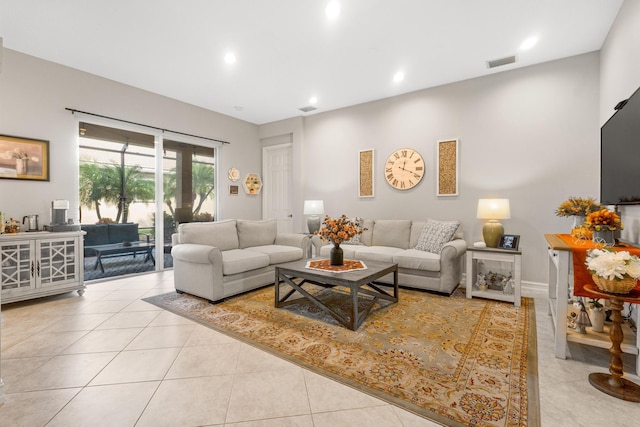 view of tiled living room