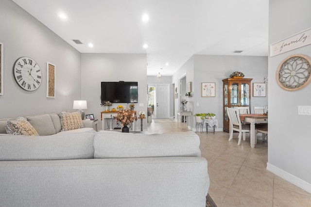 view of tiled living room