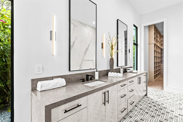 bathroom featuring wood-type flooring and vanity