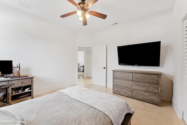 bedroom featuring ceiling fan