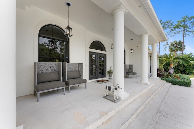 view of patio featuring french doors