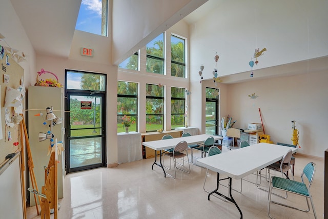 interior space featuring a high ceiling