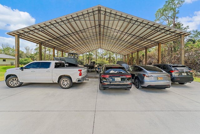 view of parking with a carport