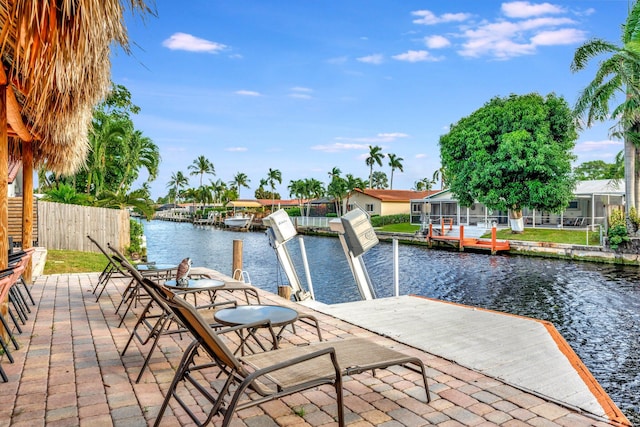 view of dock featuring a water view