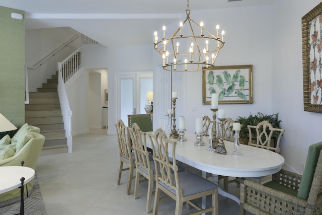 dining area featuring a chandelier