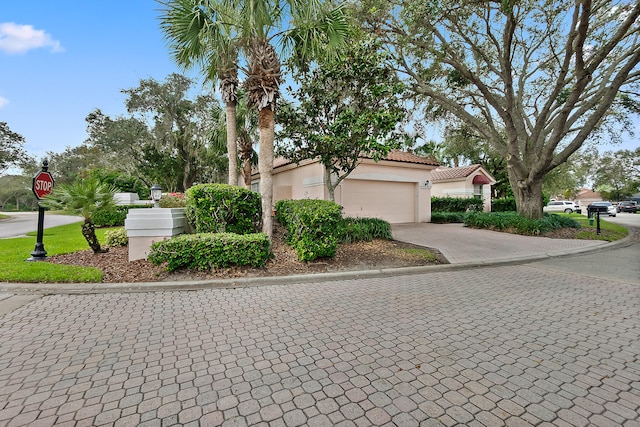 exterior space with a garage