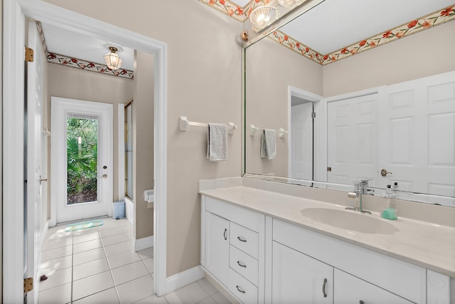 bathroom featuring vanity and tile patterned floors