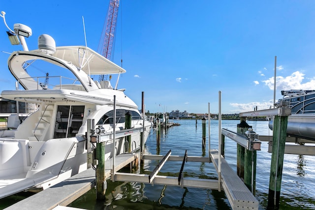 view of dock featuring a water view