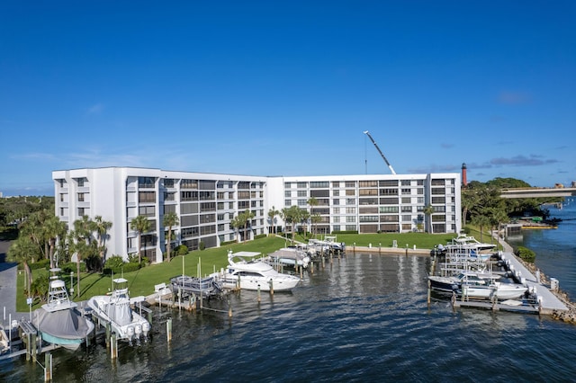 view of dock featuring a water view