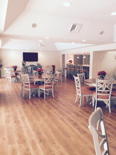 dining area with wood-type flooring