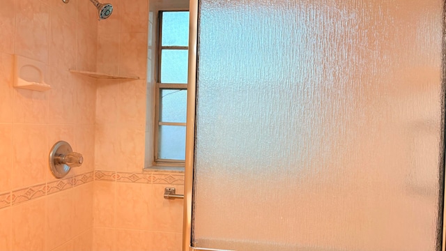 interior details featuring an enclosed shower