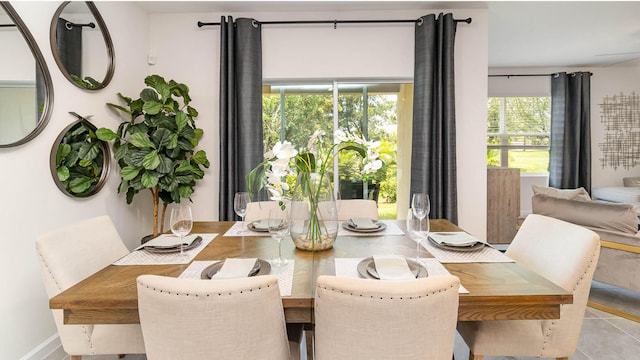 view of tiled dining area