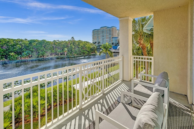 balcony with a water view