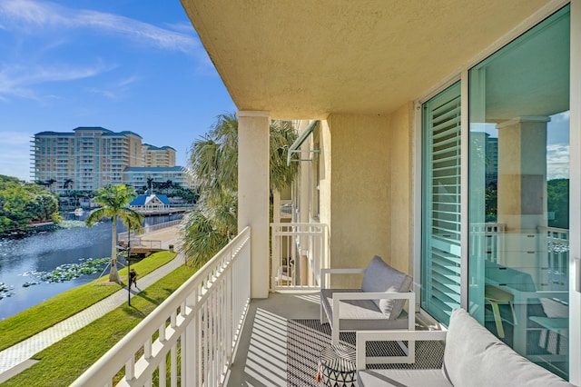 balcony with a water view