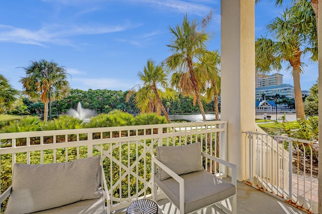 balcony with a water view