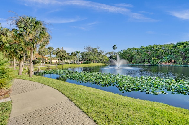 view of community featuring a water view