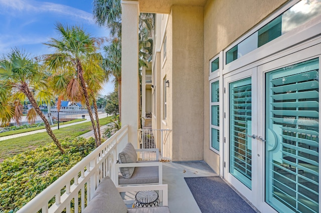 balcony with french doors