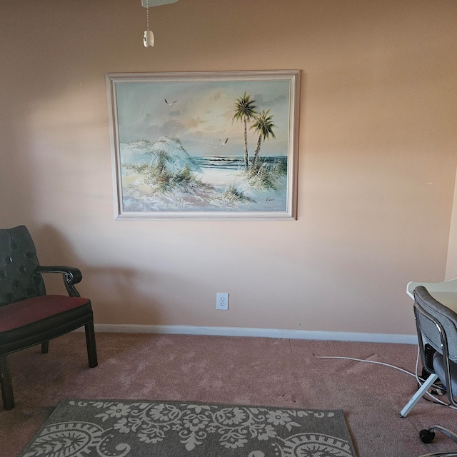 living area with carpet flooring