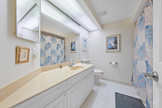 bathroom featuring tile patterned floors, vanity, and toilet