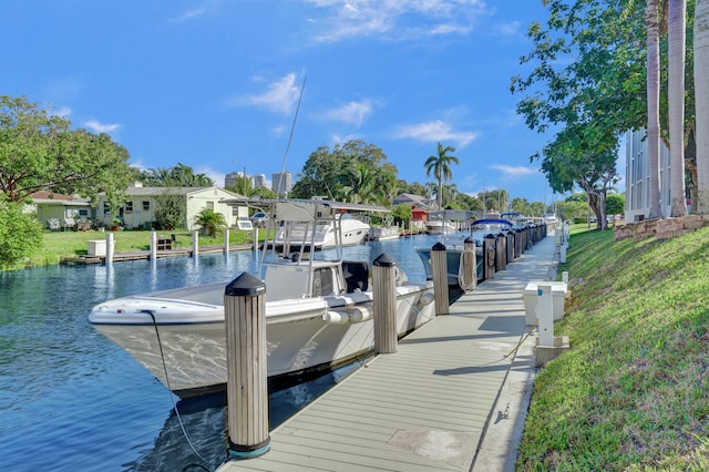 dock area featuring a water view