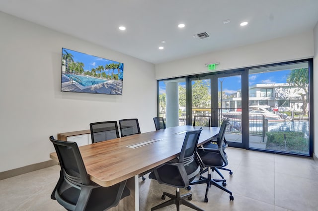 office area featuring french doors